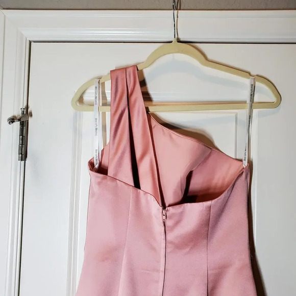 David's Bridal Pink One Shoulder Bridesmaid Dress Size 4 - Picture 11 of 12